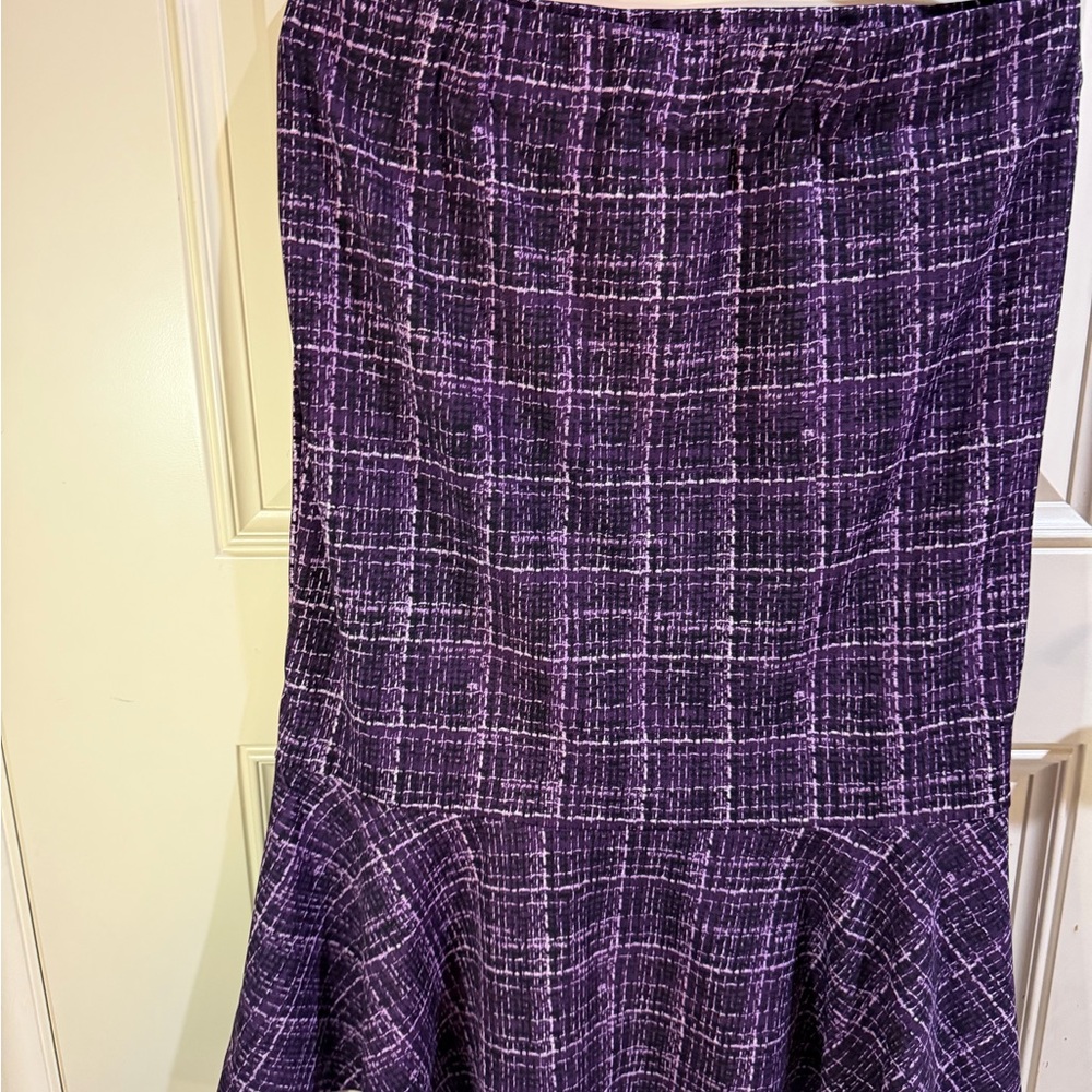 Messini Purple Plaid Women's Skirt with Ruffle bottom Size XL